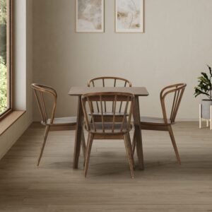wohnli-moebel-suche-M24062402-1 Packung mit Esstisch 80x80 cm und 4 Stühlen Walnussfarbe 80x75x80cm Holz Braun HOMN Möbel Esszimmermöbel Esstische