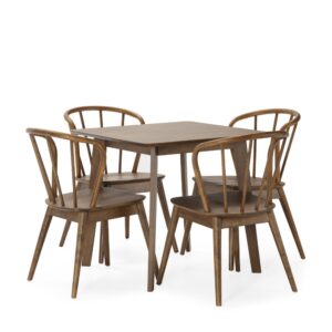 wohnli-moebel-suche-M24062402 Wohnli Möbelsuche - Packung mit Esstisch 80x80 cm und 4 Stühlen Walnussfarbe
