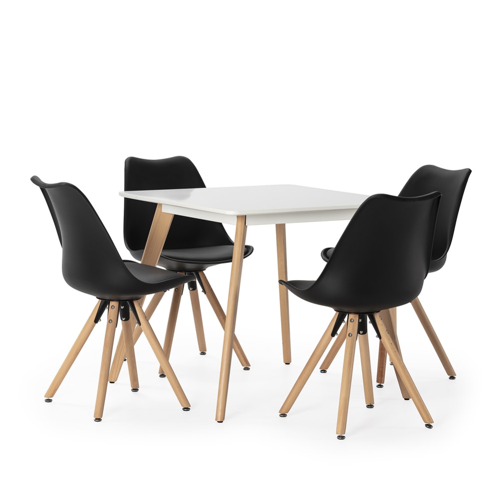wohnli-moebel-suche-M24062404 Wohnli Möbelsuche - Packung mit Esstisch 80x80 cm und 4 Stühlen Schwarz