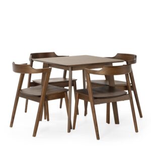 wohnli-moebel-suche-M24062412 Wohnli Möbelsuche - Packung mit Esstisch 80x80 cm und 4 Stühlen Walnussfarbe