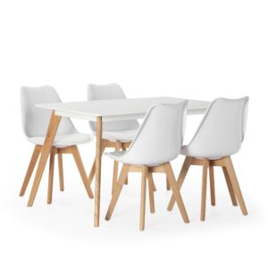 wohnli-moebel-suche-M24062415 Wohnli Möbelsuche - Packung mit Esstisch 120x80 cm und 4 Stühlen Weiß