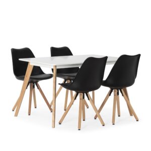 wohnli-moebel-suche-M24062416 Wohnli Möbelsuche - Packung mit Esstisch 120x80 cm und 4 Stühlen Schwarz