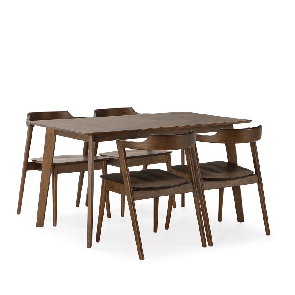 wohnli-moebel-suche-M24062418 Wohnli Möbelsuche - Packung mit Esstisch 140x80 cm und 4 Stühlen Walnussfarbe