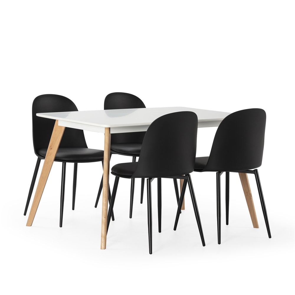 wohnli-moebel-suche-M24062419 Wohnli Möbelsuche - Packung mit Esstisch 120x80 cm und 4 Stühlen Schwarz