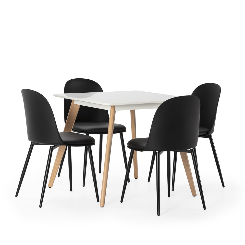 wohnli-moebel-suche-M24062422 Wohnli Möbelsuche - Packung mit Esstisch 80x80 cm und 4 Stühlen Schwarz