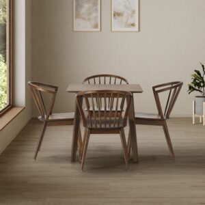 wohnli-moebel-suche-M24062429-1 Packung mit Esstisch 80x80 cm und 4 Stühlen Walnussfarbe 80x75x80cm Holz Braun HOMN Möbel Esszimmermöbel Esstische
