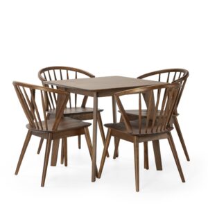 wohnli-moebel-suche-M24062429 Wohnli Möbelsuche - Packung mit Esstisch 80x80 cm und 4 Stühlen Walnussfarbe