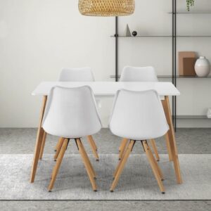 wohnli-moebel-suche-M24062430-1 Packung mit Esstisch 120x80 cm und 4 Stühlen Weiß 120x74x80cm Spanplatte Weiß HOMN Möbel Esszimmermöbel Esstische