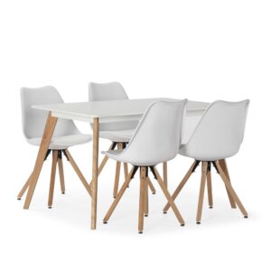 wohnli-moebel-suche-M24062430 Wohnli Möbelsuche - Packung mit Esstisch 120x80 cm und 4 Stühlen Weiß
