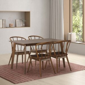 wohnli-moebel-suche-M24062436-1 Packung mit Esstisch 140x80 cm und 4 Stühlen Walnussfarbe 140x75x80cm Holz Braun HOMN Möbel Esszimmermöbel Esstische