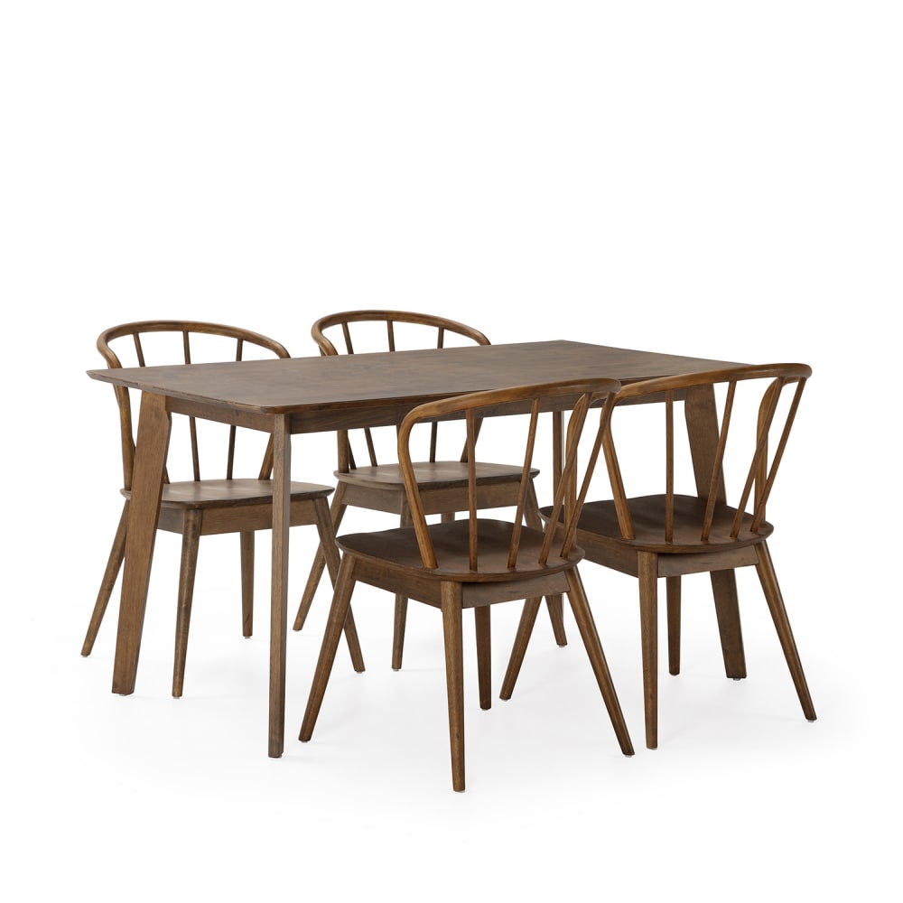 wohnli-moebel-suche-M24062436 Wohnli Möbelsuche - Packung mit Esstisch 140x80 cm und 4 Stühlen Walnussfarbe