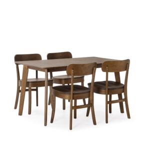 wohnli-moebel-suche-M24062438 Wohnli Möbelsuche - Packung mit Esstisch 140x80 cm und 4 Stühlen Walnussfarbe