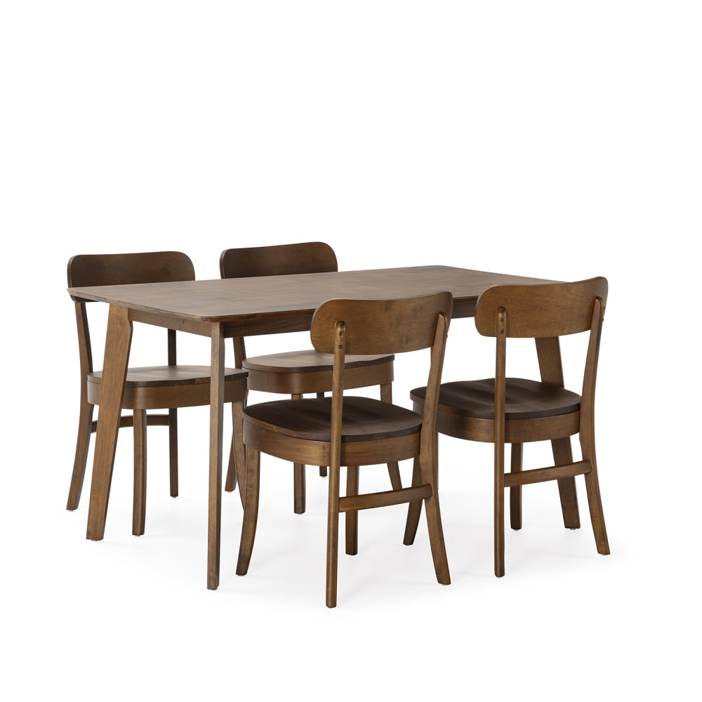 wohnli-moebel-suche-M24062438 Wohnli Möbelsuche - Packung mit Esstisch 140x80 cm und 4 Stühlen Walnussfarbe