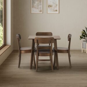 wohnli-moebel-suche-M24062440-1 Packung mit Esstisch 80x80 cm und 4 Stühlen Walnussfarbe 80x75x80cm Holz Braun HOMN Möbel Esszimmermöbel Esstische