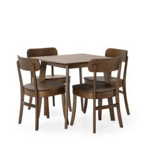 wohnli-moebel-suche-M24062440 Wohnli Möbelsuche - Packung mit Esstisch 80x80 cm und 4 Stühlen Walnussfarbe