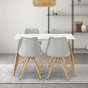 wohnli-moebel-suche-M24062441-1 Packung mit Esstisch 120x80 cm und 4 Stühlen Grau 120x74x80cm Spanplatte Grau HOMN Möbel Esszimmermöbel Esstische
