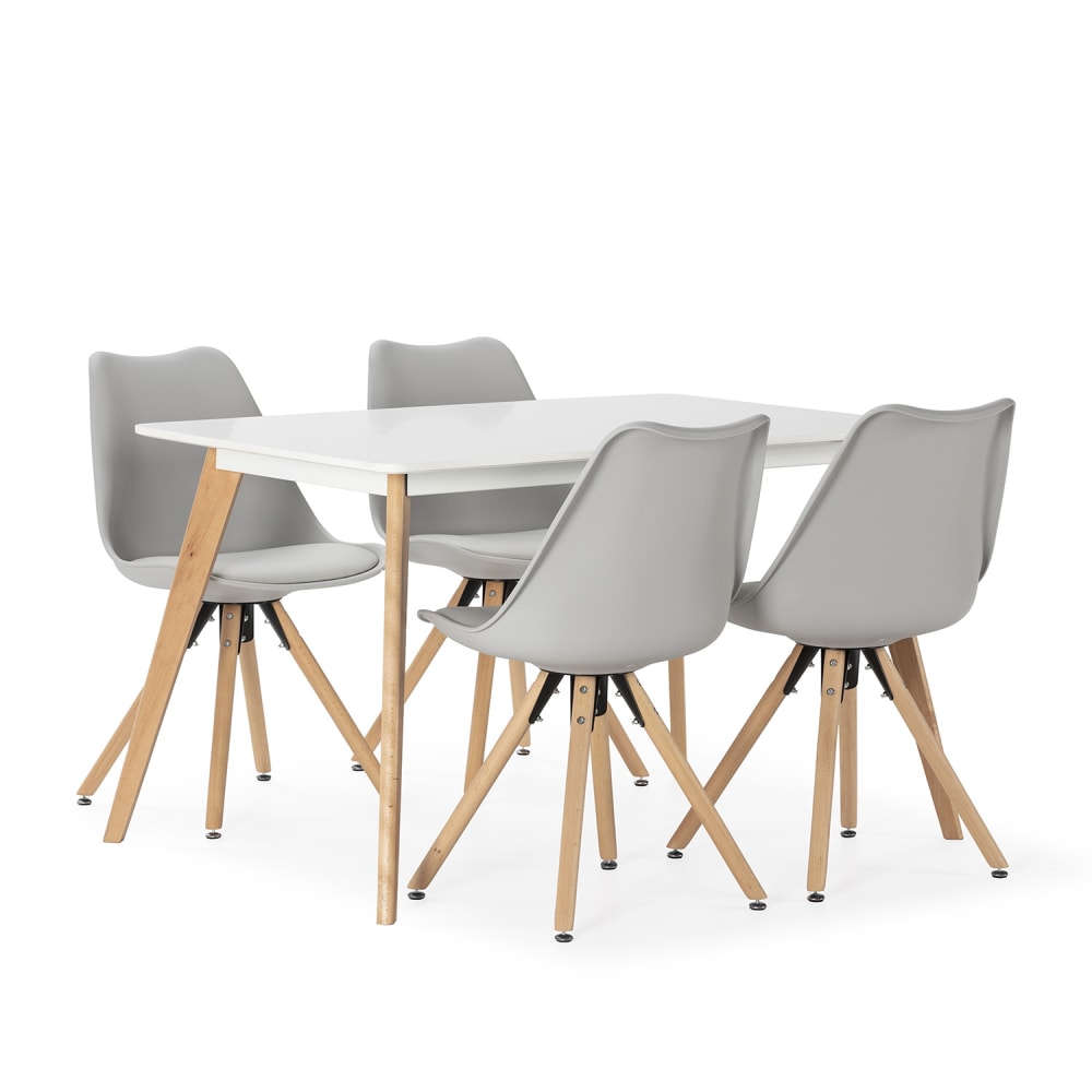 wohnli-moebel-suche-M24062441 Wohnli Möbelsuche - Packung mit Esstisch 120x80 cm und 4 Stühlen Grau