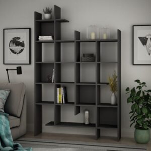 wohnli-moebel-suche-M24064207-1 Regal mit 18 Fächern H188 cm - Anthrazitgrau 122x188x26cm Spanplatte Grau Calicosy Möbel Wohnzimmermöbel Regale