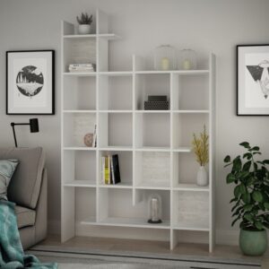 wohnli-moebel-suche-M24064209-1 Regal mit 18 Fächern H188 cm - Weiß 122x188x26cm Spanplatte Weiß Habitat & Jardin Möbel Wohnzimmermöbel Regale