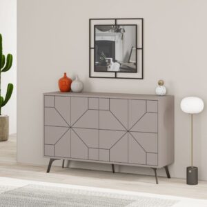 wohnli-moebel-suche-M24064220-1 Sideboard mit 4 Türen B123 cm - Taupe 123x62x35cm Spanplatte Taupe Calicosy Möbel Esszimmermöbel Sideboards, Highboards & niedrige Anrichten
