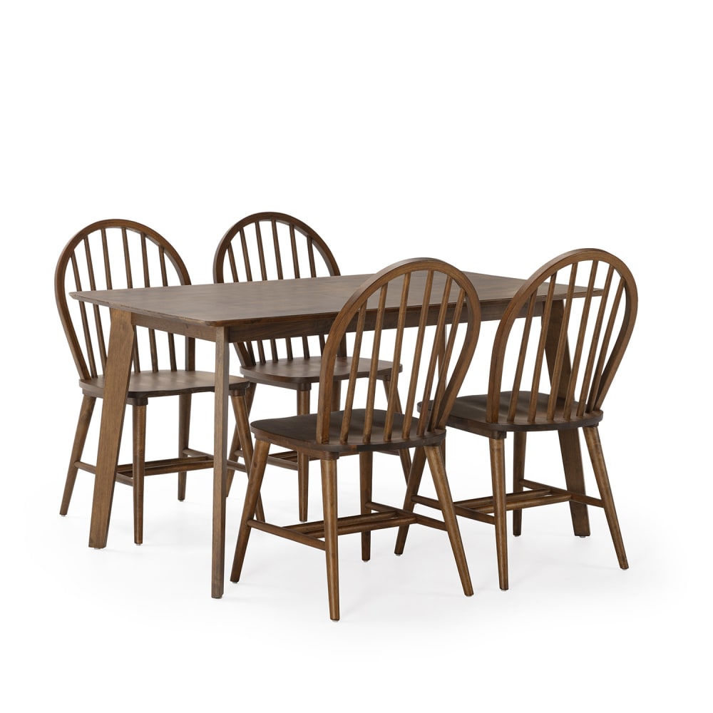 wohnli-moebel-suche-M24064384 Wohnli Möbelsuche - Packung mit Esstisch 140x80 cm und 4 Stühlen Walnussfarbe