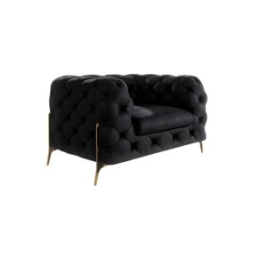 Wohnli Möbelsuche - Chesterfield Sessel aus Samt mit goldenen Metall-Füßen