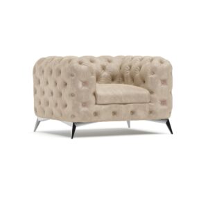 Wohnli Möbelsuche - Chesterfield Sessel aus Samt-Bezug mit silbernen Füßen