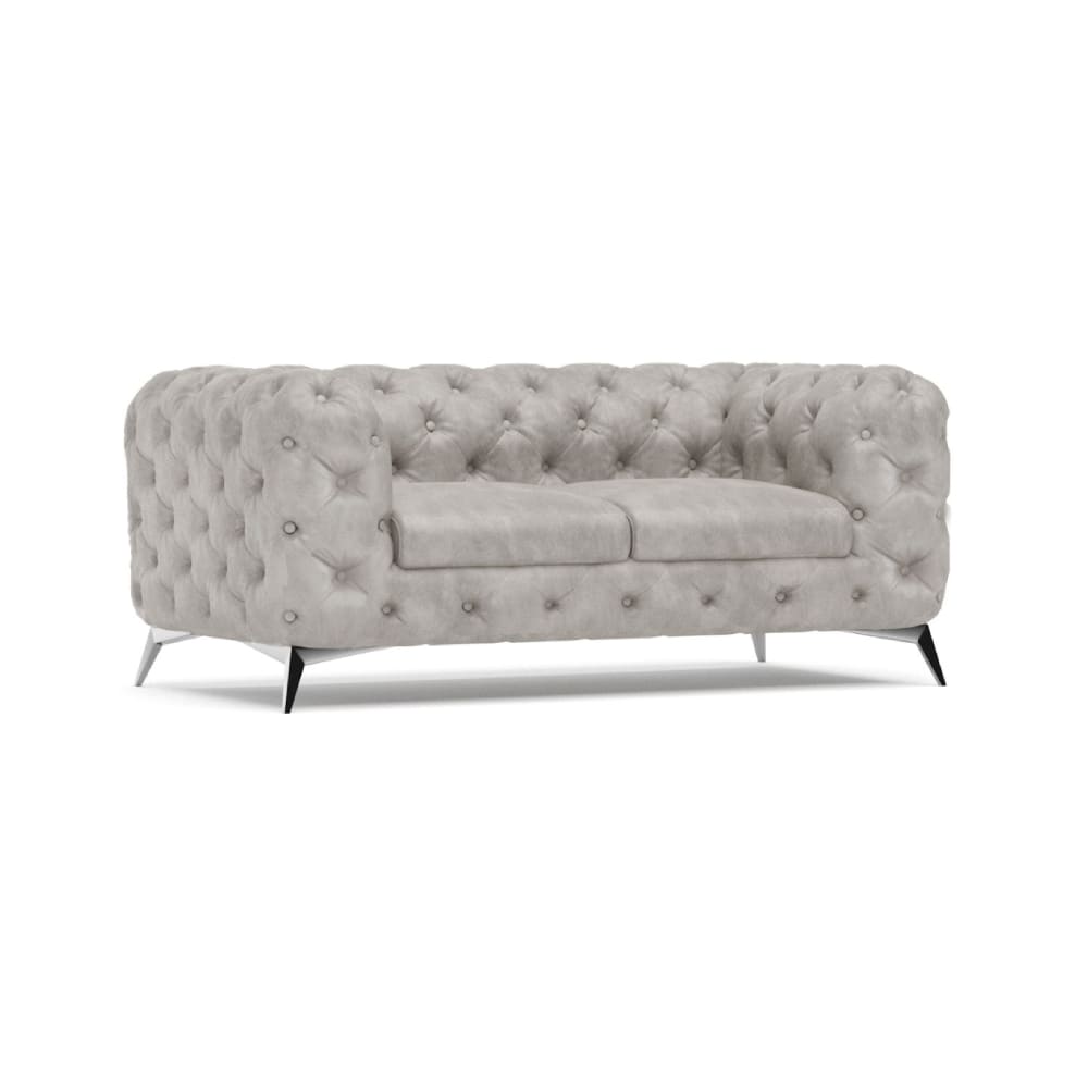wohnli-moebel-suche-M24064828 Wohnli Möbelsuche - 2-Sitzer Chesterfield Sofa aus Samt-Bezug mit silbernen Füßen