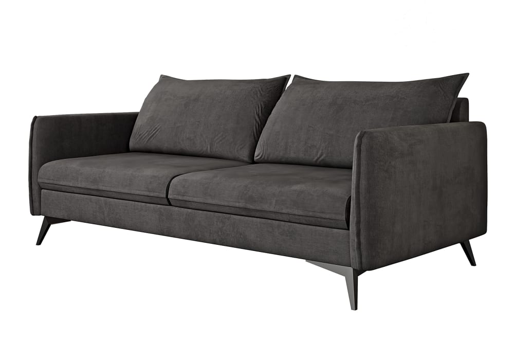 Wohnli Möbelsuche - Sofa 3-Sitzer aus Mikrofaser-Stoff mit schwarzen Füßen
