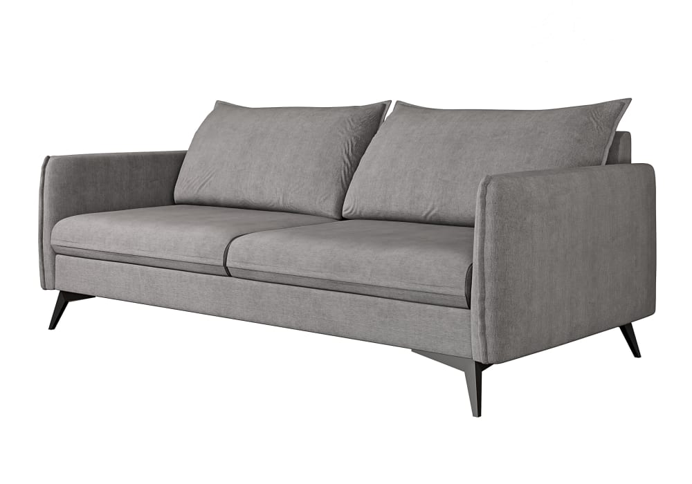 Wohnli Möbelsuche - Sofa 3-Sitzer aus Mikrofaser-Stoff mit schwarzen Füßen