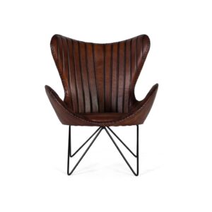 wohnli-moebel-suche-M24066095-1 Sessel mit braunem Naturlederbezug und Metallbeinen 83x100x77cm Leder Braun GINER Y COLOMER Sofas und Sessel Sessel, Poufs und Fußbänke Sessel