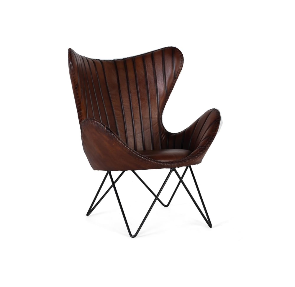 wohnli-moebel-suche-M24066095 Wohnli Möbelsuche - Sessel mit braunem Naturlederbezug und Metallbeinen