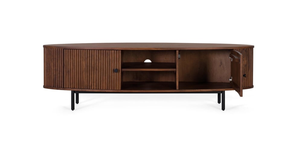 TV-Schrank mit 2 Türen handgefertigt aus Akazienholz 170x50x48cm Holz Braun GINER Y COLOMER Möbel Wohnzimmermöbel TV-Möbel