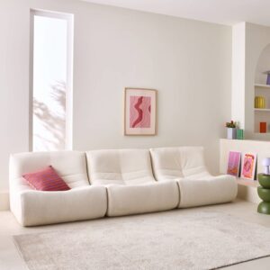 wohnli-moebel-suche-M24066880-1 3er-Set Sessel mit strukturiertem Bouclé-Bezug weiß 91x72x105cm Stoff Weiß sweeek Sofas und Sessel Sessel, Poufs und Fußbänke Sessel