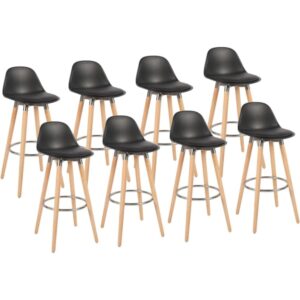 Wohnli Möbelsuche - Set 8 Barhocker schwarz Beine Buchenholz 39