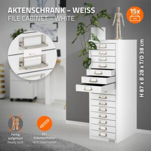 wohnli-moebel-suche-M24067666-1 Aktenschrank mit 15 Schubladen Weiß 38x87x28cm Metall Weiß ML-Design Möbel Büromöbel