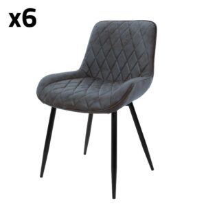 Wohnli Möbelsuche - 6er Set Esszimmerstühle aus PU-Kunstleder