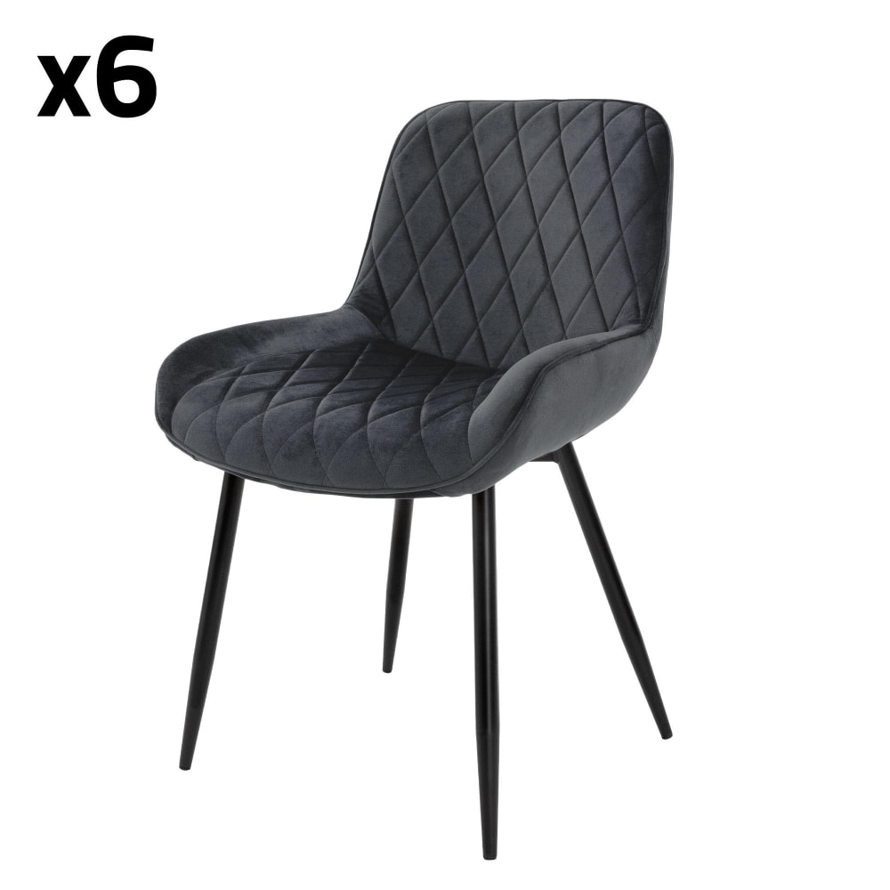 Wohnli Möbelsuche - 6er Set Esszimmerstühle aus Samt