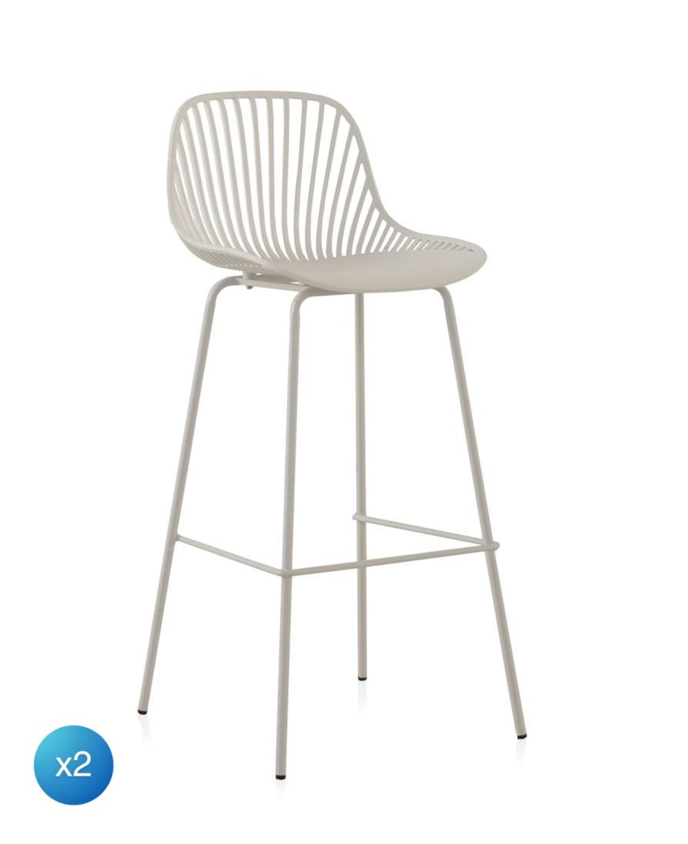 Wohnli Möbelsuche - 2er-Set Hocker Polypropylen weiß mit Metallbeinen