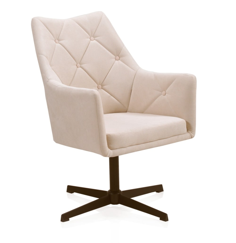 wohnli-moebel-suche-M24071543 Wohnli Möbelsuche - Drehsessel mit cremefarbener Polsterung und Metallbeine