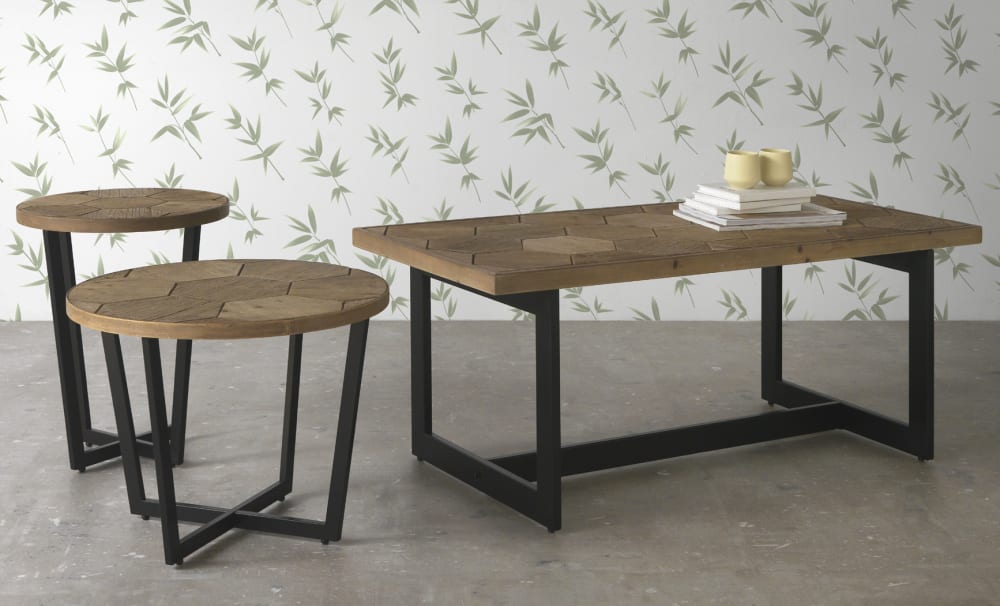 Couchtisch aus Eschenholz mit Metallbeine 60x50x123cm Holz Braun GEESE HOME Möbel Wohnzimmermöbel Couchtische