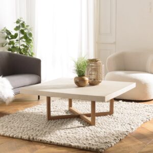 107x41x107cm Beton Beige MACABANE Möbel Wohnzimmermöbel Couchtische