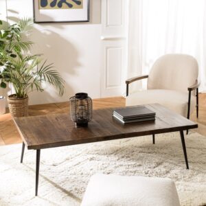 Rechteckiger Couchtisch aus recyceltem Holz mit Metallfüßen 135x70cm 135x40x70cm Holz Braun MACABANE Möbel Wohnzimmermöbel Couchtische