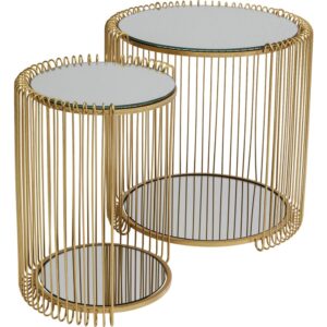 Wohnli Möbelsuche - 2er Set Beistelltische mit Ablage aus Glas und Stahl