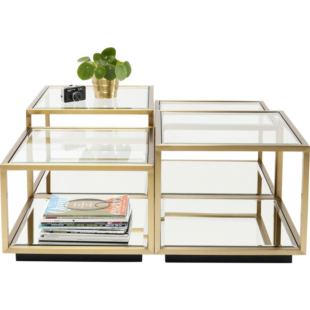 wohnli-moebel-suche-M24073361 Wohnli Möbelsuche - 4er Set Couchtische aus Glas und Edelstahl