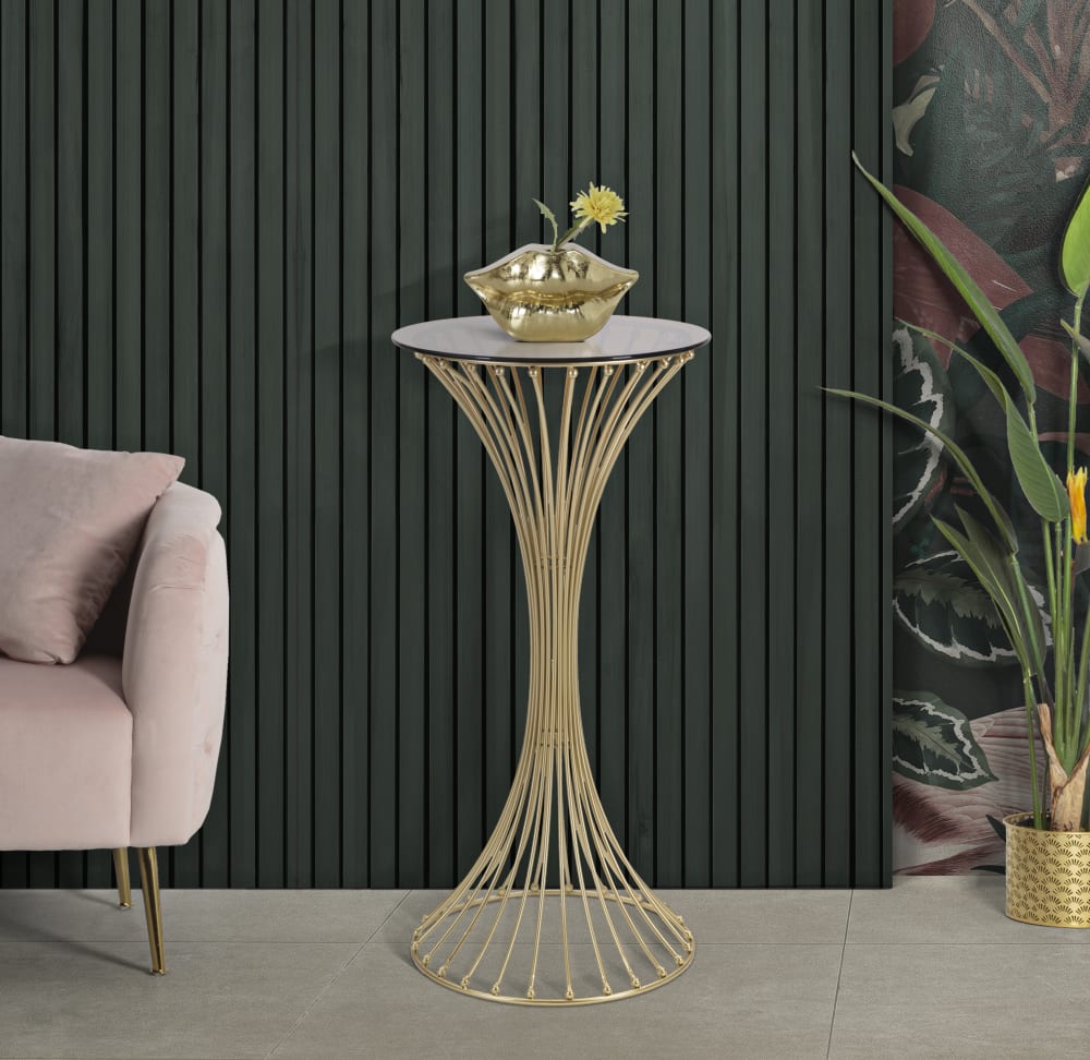 Tisch aus Metall und Glas vergoldet Ø cm 50x103 50x103x50cm Metall Gold Mauro Ferretti Möbel Wohnzimmermöbel Beistelltische