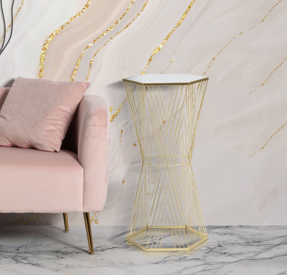 Telefonständer aus vergoldetem Metall und Spiegel cm 40x35x80 40x80x35cm Metall Gold Mauro Ferretti Möbel Wohnzimmermöbel Beistelltische