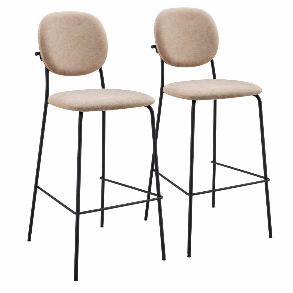 wohnli-moebel-suche-M24075114 Wohnli Möbelsuche - Set mit 2 Hochstühlen aus Stahl und beigem Stoff