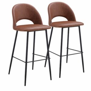 wohnli-moebel-suche-M24075123 Wohnli Möbelsuche - Set aus 2 Hochstühlen aus Metall und beschichtetem Textil in braun