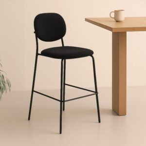 wohnli-moebel-suche-M24075125-1 Set mit 2 Hochstühlen aus Stahl und schwarzem Stoff 53x108x46cm Stoff Schwarz Oviala Möbel Esszimmermöbel Stühle